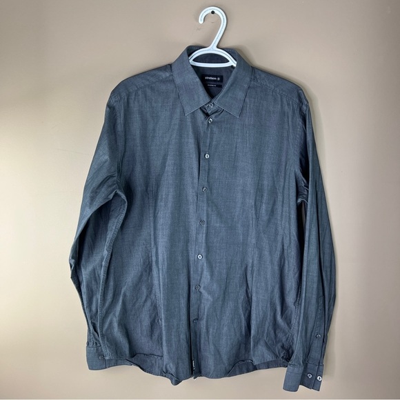 Men's Strellson Grey Shaped Fit Button Down Shirt - Picture 2 of 10